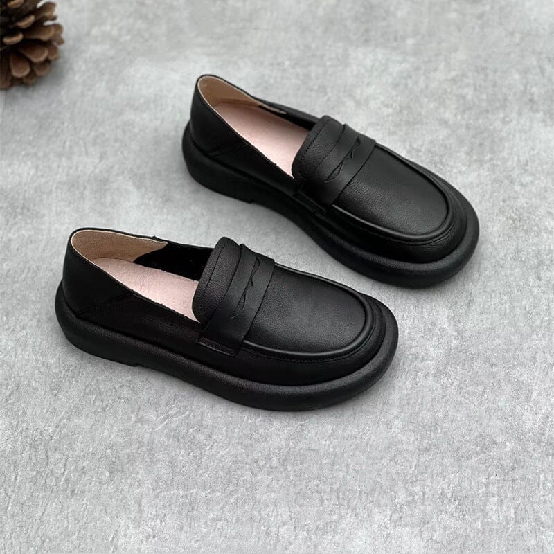 Women Retro Soft Leather Spring Flat Loafers Mar 2023 New Arrival 