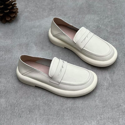 Women Retro Soft Leather Spring Flat Loafers