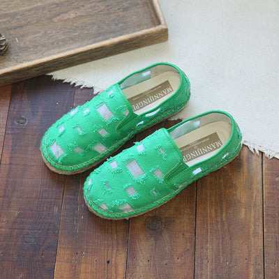 Women Retro Summer Breathable Flat Casual Shoes Jun 2023 New Arrival 35 Green 