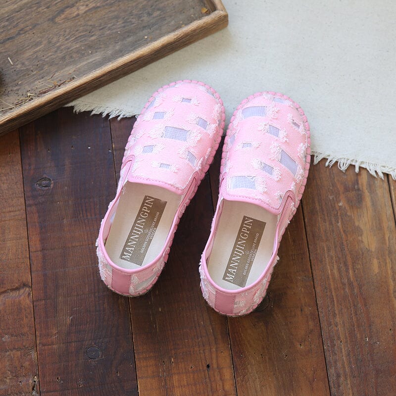 Women Retro Summer Breathable Flat Casual Shoes Jun 2023 New Arrival 35 Pink 