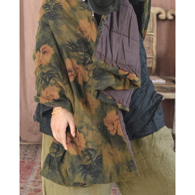Women Retro Winter Linen Quilted Shawl Nov 2022 New Arrival 