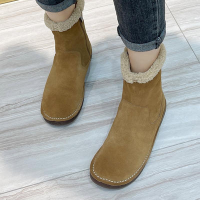 Women Retro Winter Warm Thicken Leather Boots Nov 2021 New Arrival 35 Camel 