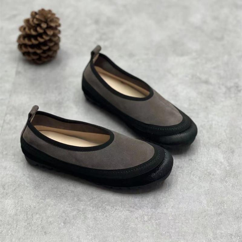 Women Round Head Leather Casual Shoes