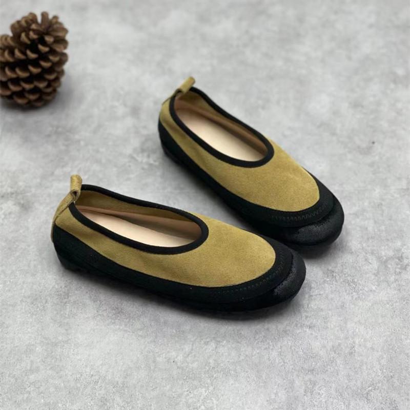 Women Round Head Leather Casual Shoes