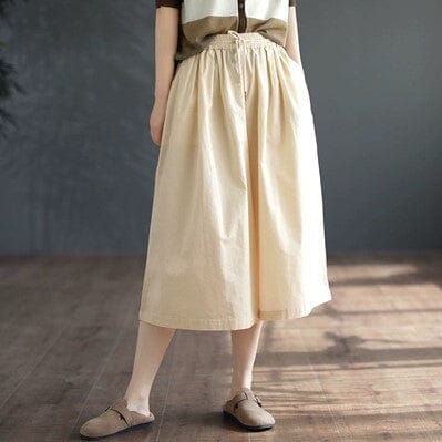 Women Simmer Loose Casual Solid Wide Leg Pants May 2023 New Arrival Beige One Size 