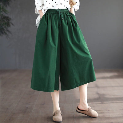 Women Simmer Loose Casual Solid Wide Leg Pants May 2023 New Arrival Green One Size 