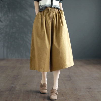 Women Simmer Loose Casual Solid Wide Leg Pants May 2023 New Arrival Khaki One Size 