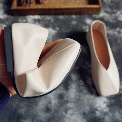 Women Simple Sewing Slip On Leather Solid Flat Casual Shoes 2019 May New 