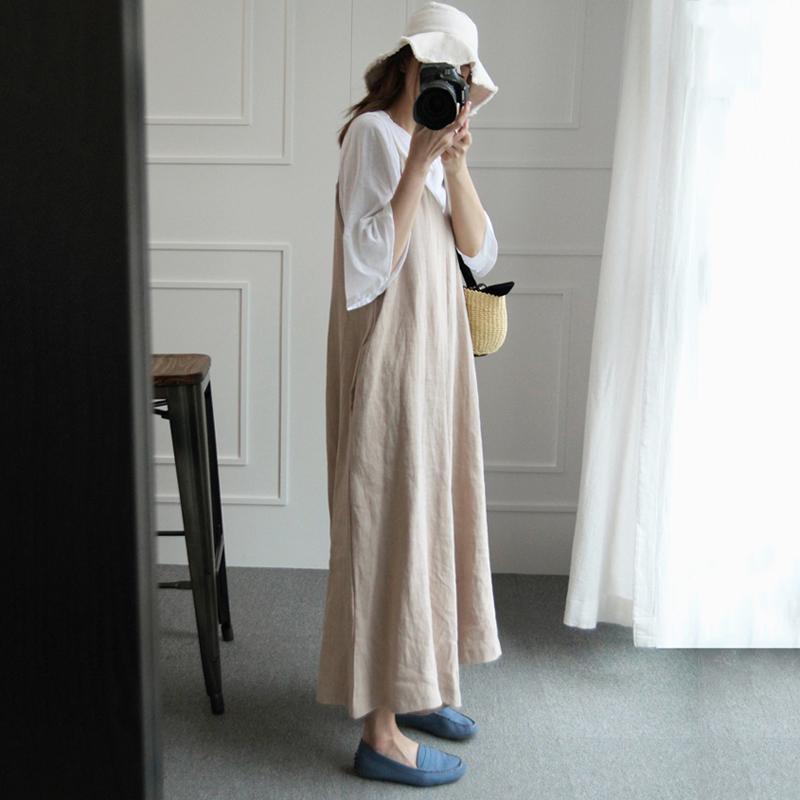 Women Solid Loose Wide Leg Casual Linen Sleeveless Jumpsuits 2019 May New 