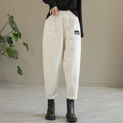 Women Solid Patchwork Cotton Fashion Pants