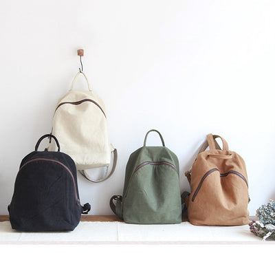 Women Solid Simple Canvas Bag Backpack ACCESSORIES 