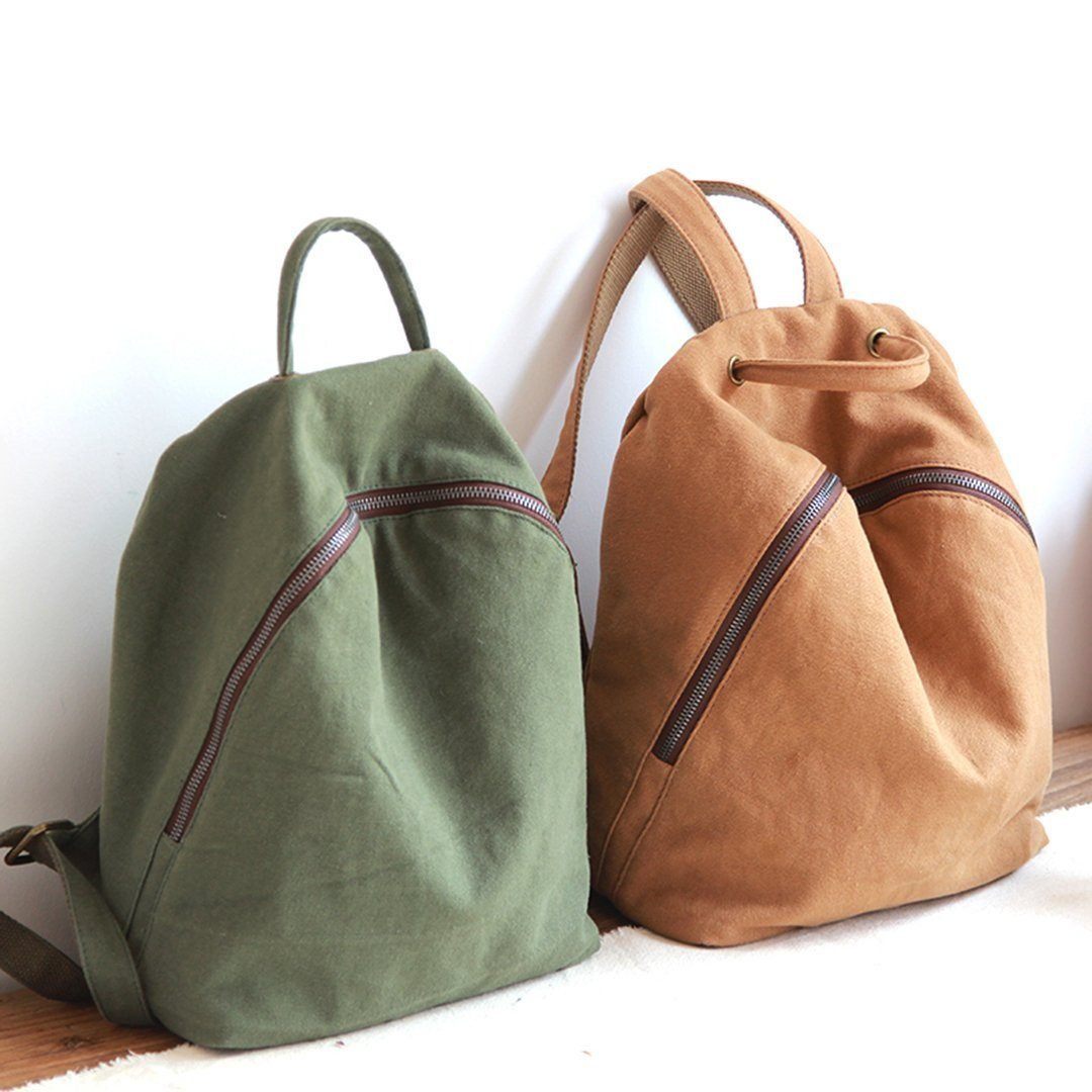Women Solid Simple Canvas Bag Backpack ACCESSORIES 