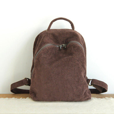 Women Solid Simple Canvas Bag Backpack ACCESSORIES One Size Coffee Corduroy