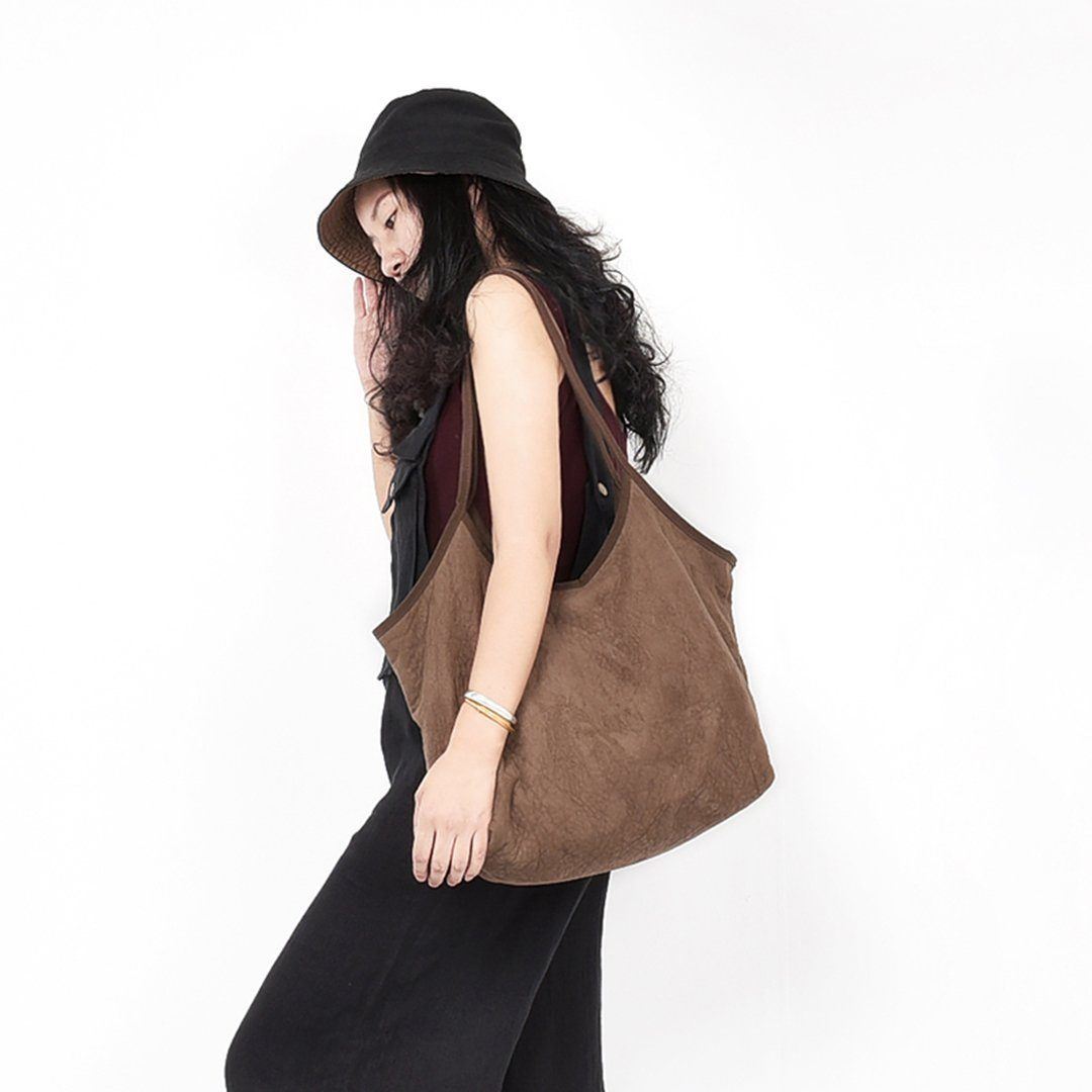 Women Solid Suede Retro Shoulder Bag Casual Bag