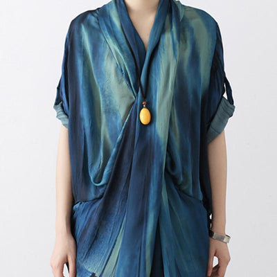Women Fashion Cross-neck Elegant Silk Two Piece Dress