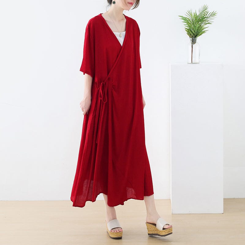 Women Spring Casual Loose Solid Cotton Dress Dec 2022 New Arrival 