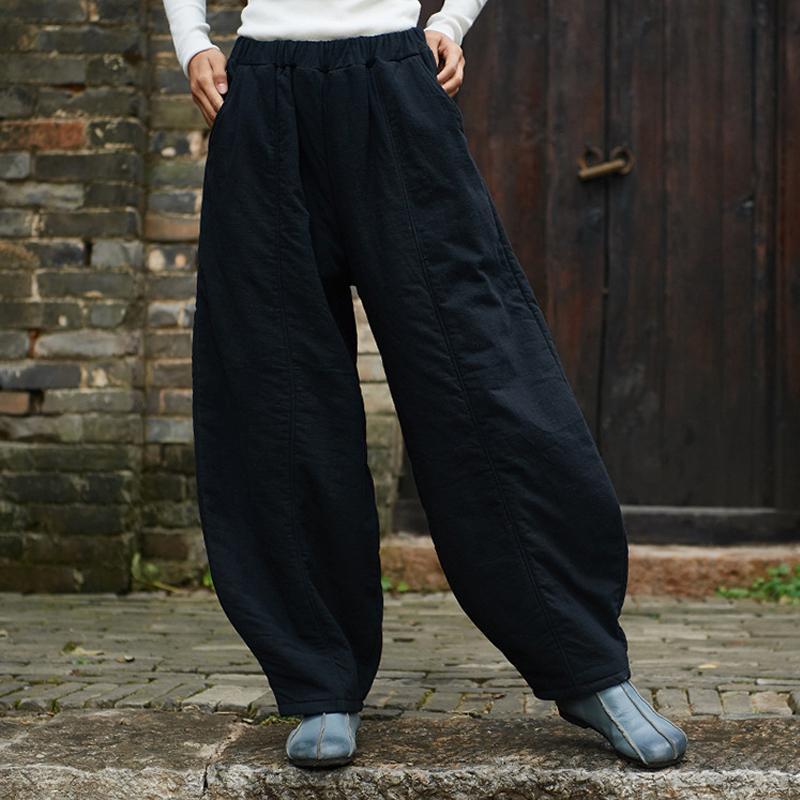 Women Spring Cotton Linen Harem Pants 2019 April New One Size Black 