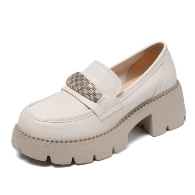 Women Spring Fashion Casual Leather Wedge Loafers