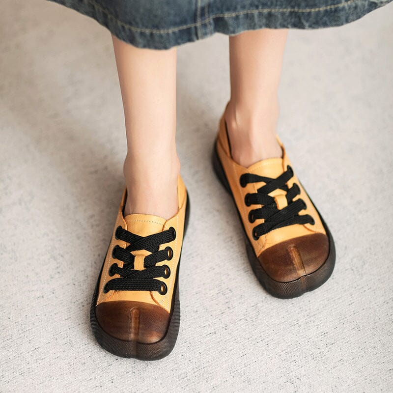 Women Spring Leather Flat Soft Casual Shoes Apr 2023 New Arrival 