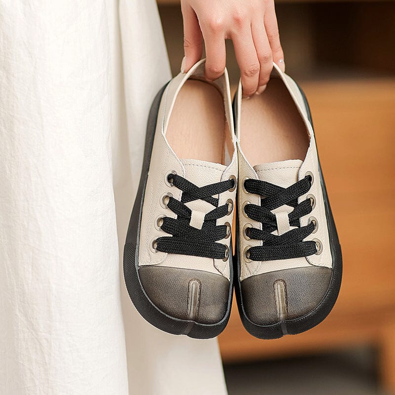 Women Spring Leather Flat Soft Casual Shoes Apr 2023 New Arrival 
