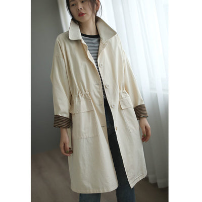 Women Spring Loose Casual Overlength Jacket Feb 2023 New Arrival One Size Beige 