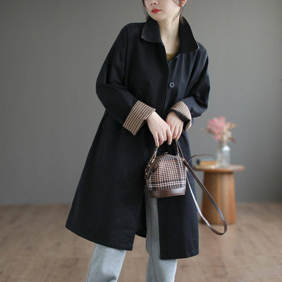 Women Spring Loose Casual Overlength Jacket Feb 2023 New Arrival One Size Black 