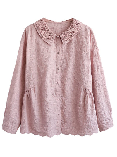 Women Spring Retro Embroidery Double Layers Blouse Mar 2023 New Arrival 