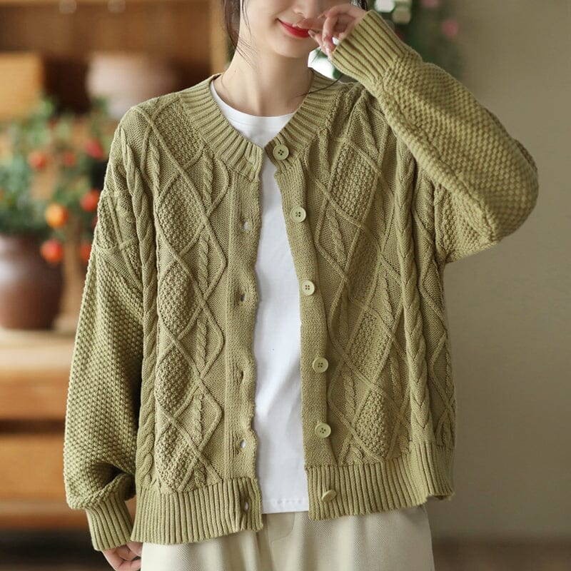 Women Spring Retro Knitted Loose Cardigan Jan 2023 New Arrival 