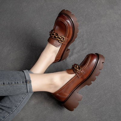 Women Spring Retro Leather Casual Loafers Jan 2022 New Arrival 