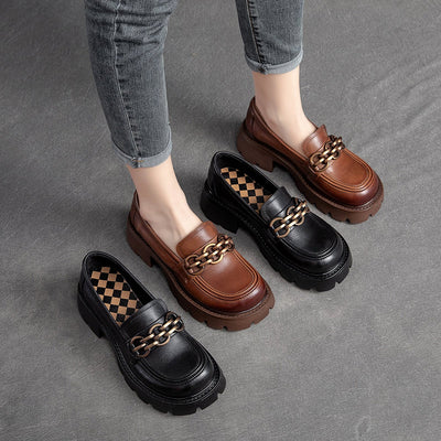 Women Spring Retro Leather Casual Loafers Jan 2022 New Arrival 
