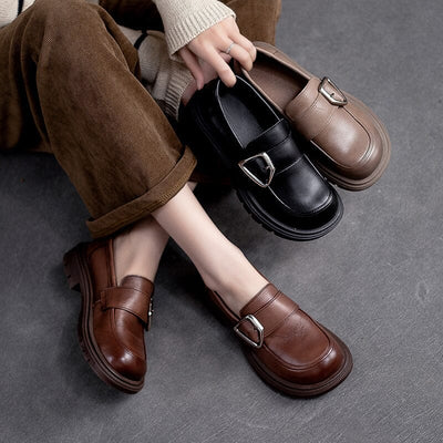 Women Spring Retro Leather Casual Shoes