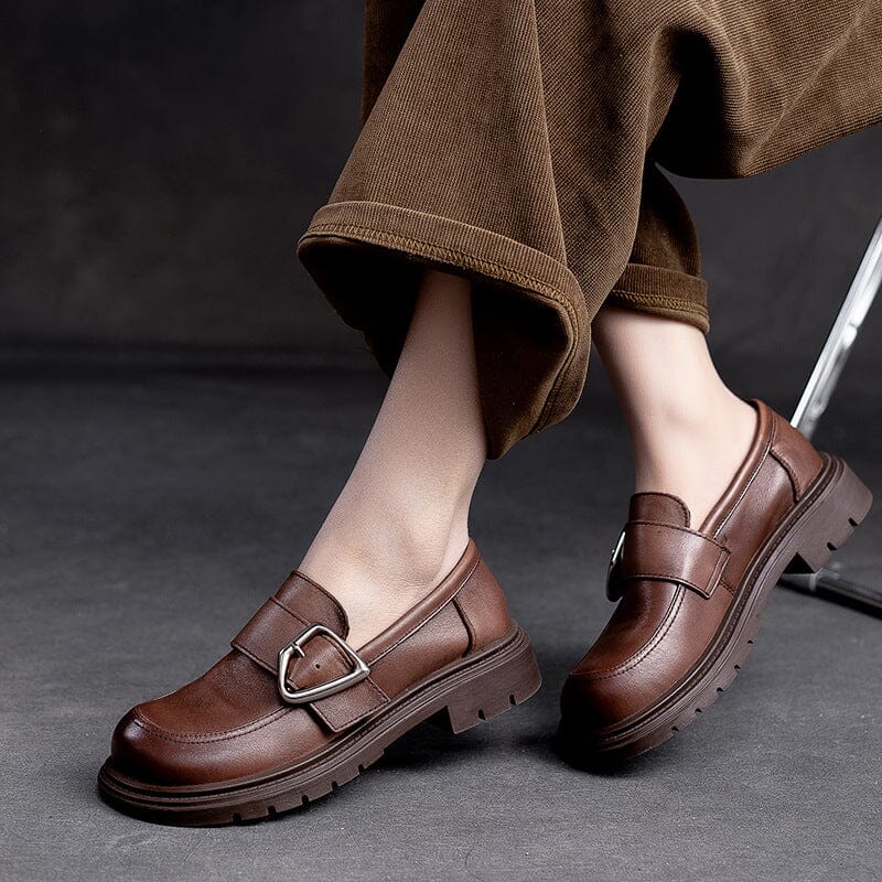 Women Spring Retro Leather Casual Shoes