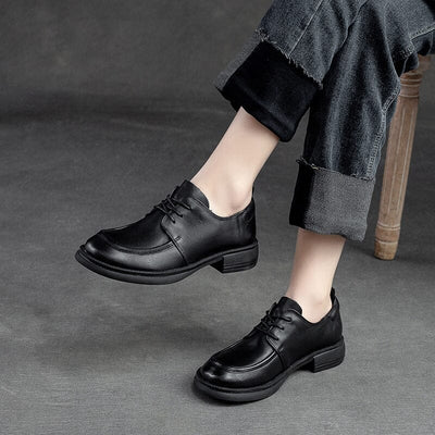 Women Spring Retro Leather Causal Shoes