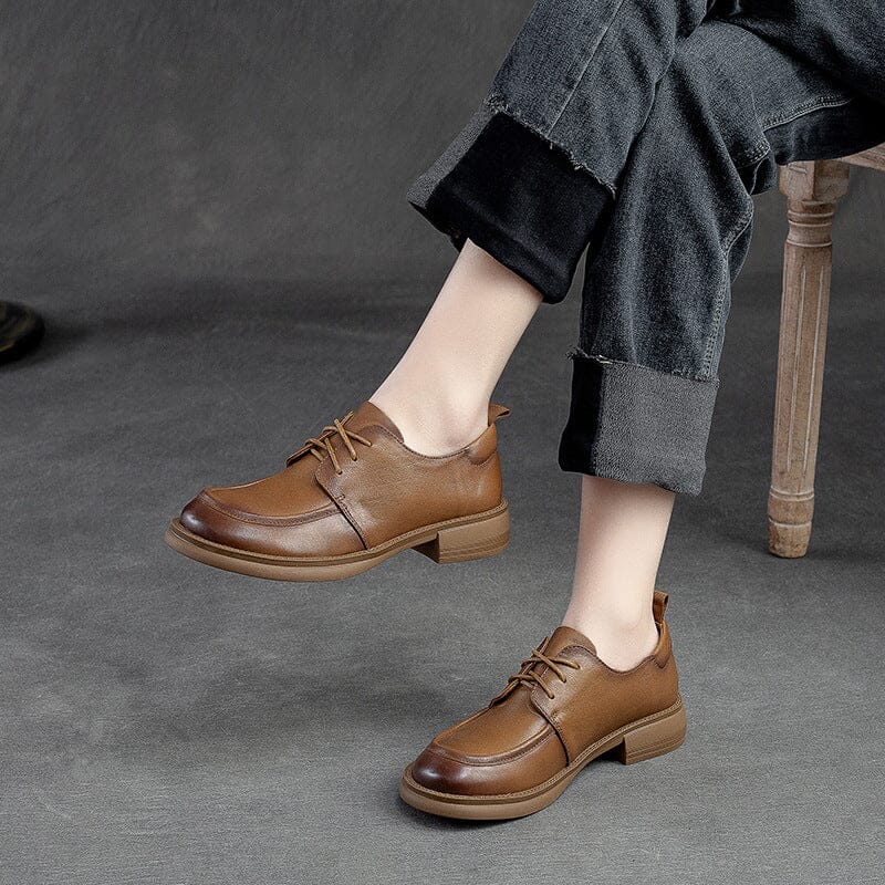 Women Spring Retro Leather Causal Shoes Jan 2023 New Arrival 