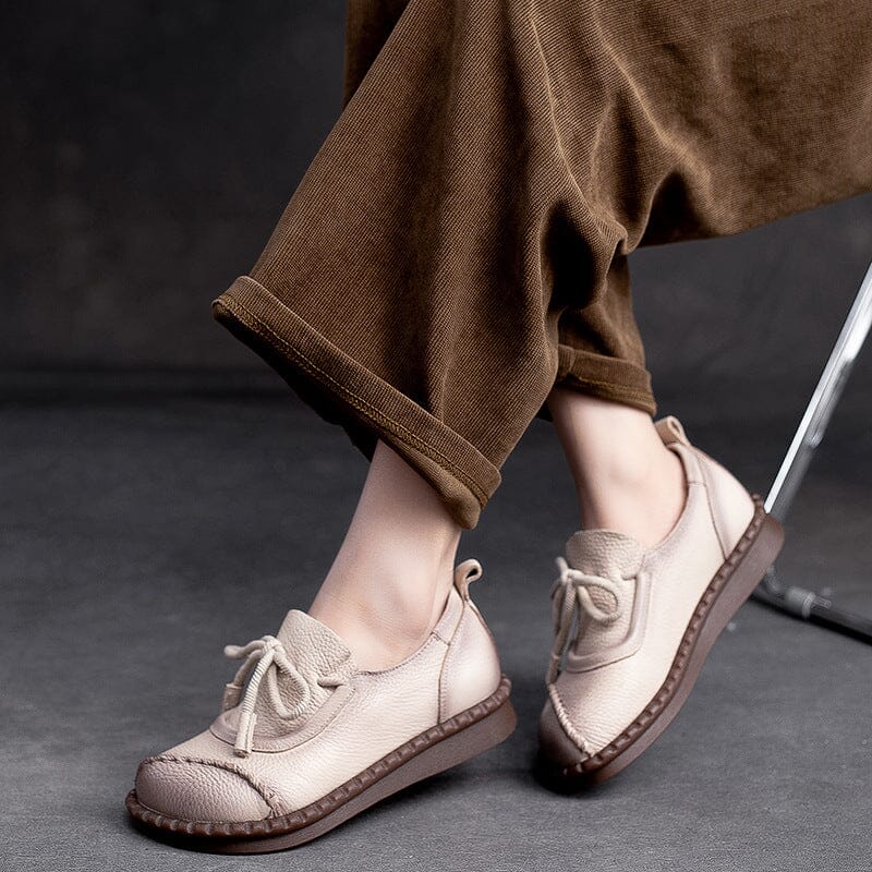 Women Spring Retro Leather Soft Casual Shoes Dec 2022 New Arrival 