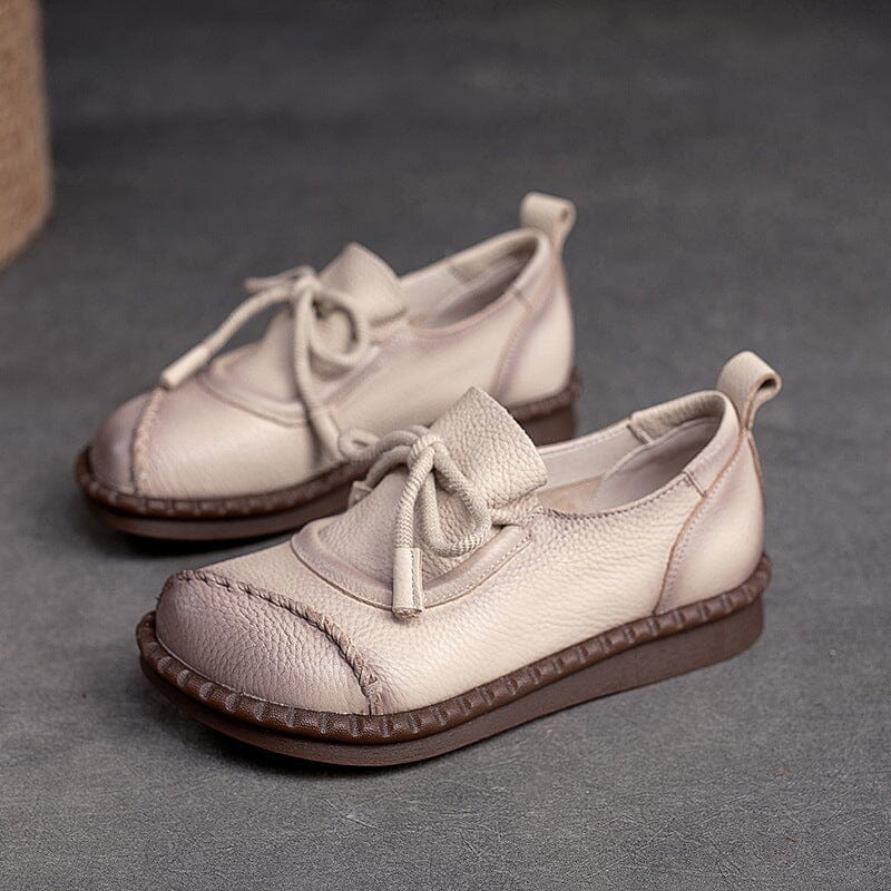 Women Spring Retro Leather Soft Casual Shoes Dec 2022 New Arrival Beige 35 