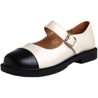 Women Spring Retro Leather Velcro Soft Sole Loafers Jan 2022 New Arrival 
