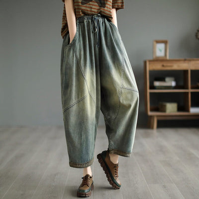 Women Spring Retro Loose Cotton Jeans Mar 2023 New Arrival 
