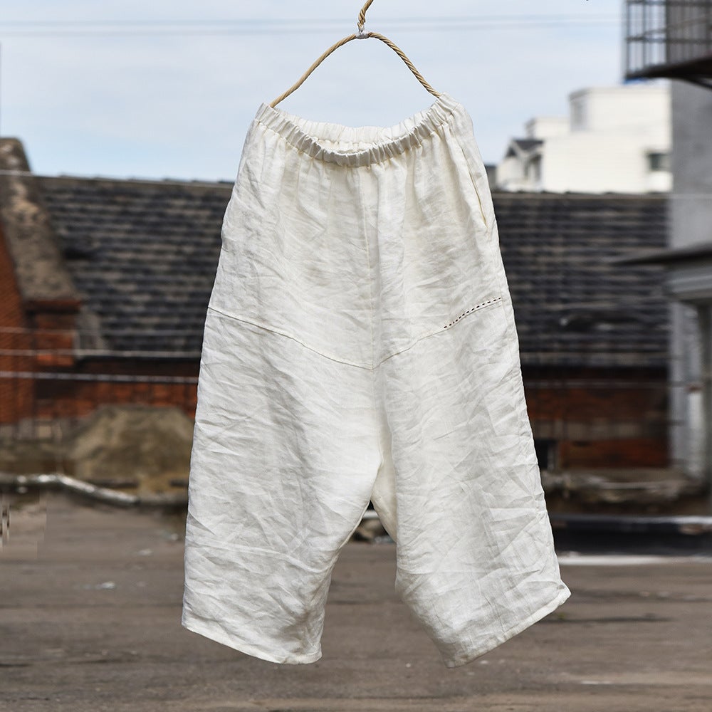 Women Spring Retro Plus Size Casual Linen Pants