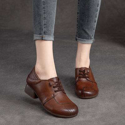 Women Spring Retro Soft Leather Casual Shoes Feb 2023 New Arrival 