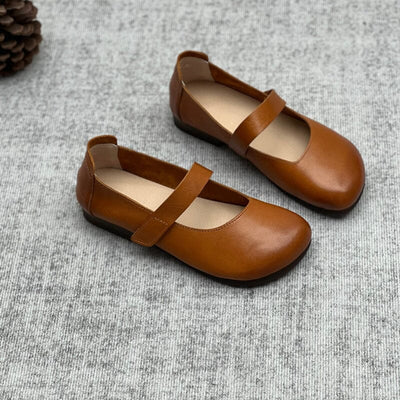 Women Spring Retro Velcro Tape Leather Casual Shoes Feb 2023 New Arrival 
