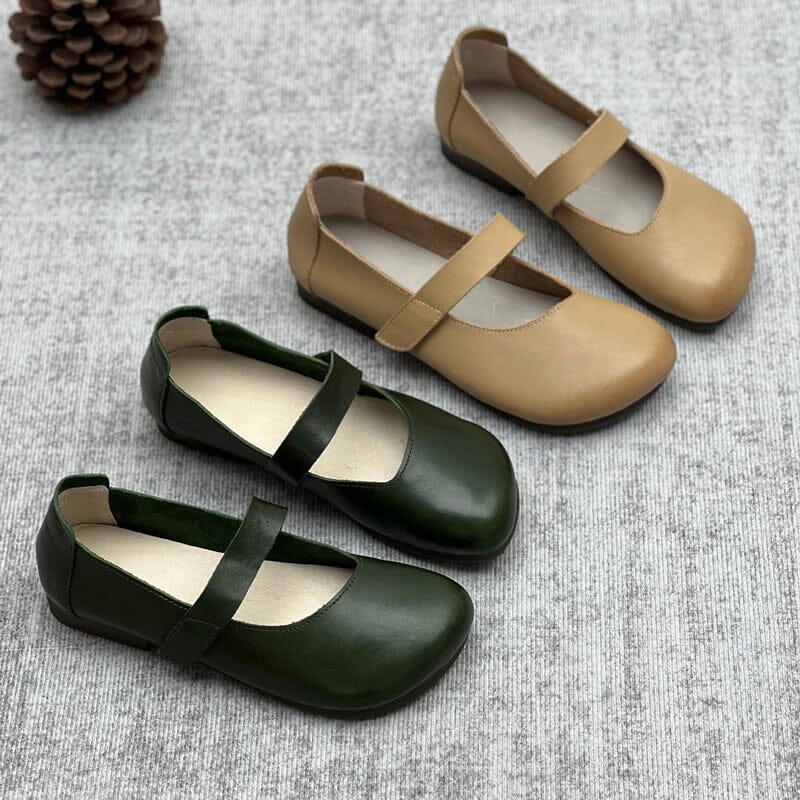 Women Spring Retro Velcro Tape Leather Casual Shoes Feb 2023 New Arrival 