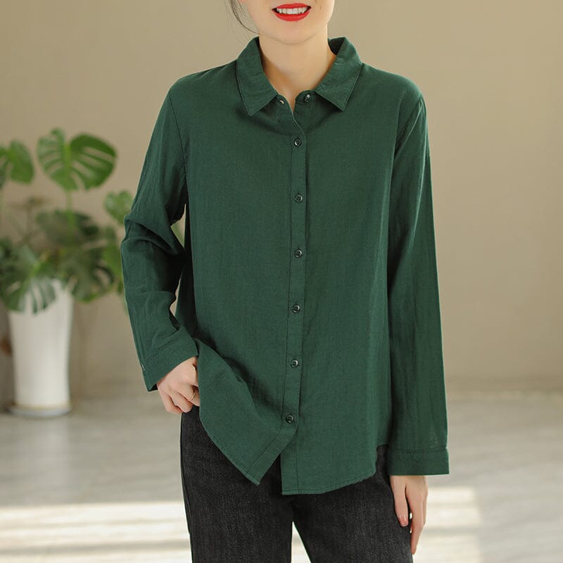 Women Spring Solid Casual Cotton Blouse Mar 2023 New Arrival 