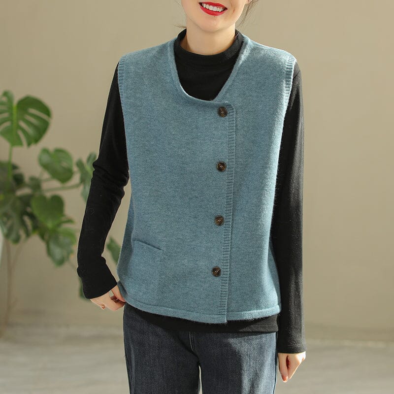 Women Spring Solid Casual Loose Vest Dec 2022 New Arrival One Size Blue 