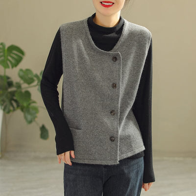 Women Spring Solid Casual Loose Vest Dec 2022 New Arrival One Size Gray 