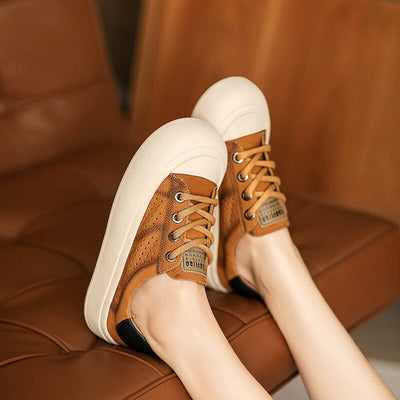 Women Spring Stylish Leather Flat Casual Shoes