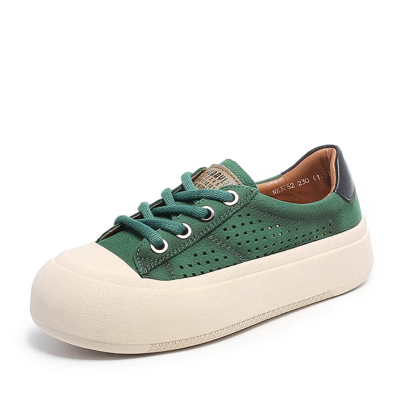 Women Spring Stylish Leather Flat Casual Shoes Apr 2023 New Arrival Green 35 