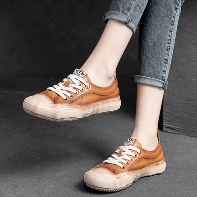 Women Spring Summer Leather Flat Casual Shoes