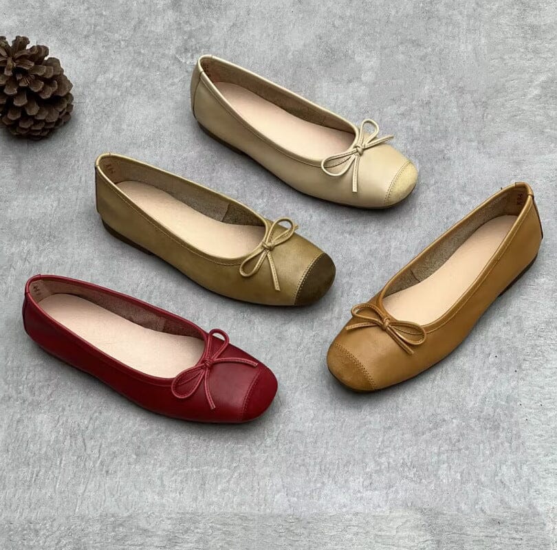 Women Spring Summer Leather Flats Casual Shoes