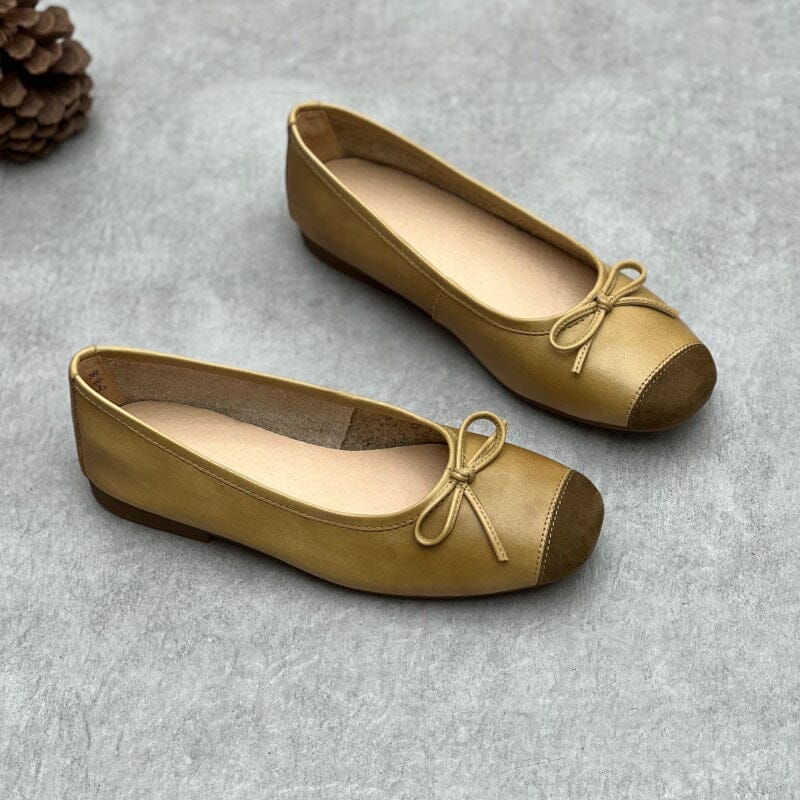 Women Spring Summer Leather Flats Casual Shoes May 2023 New Arrival Khaki 35 
